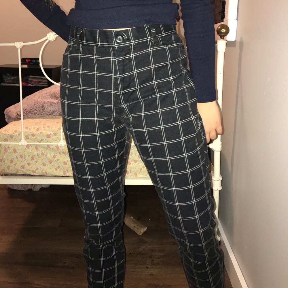 plaid skinny trousers